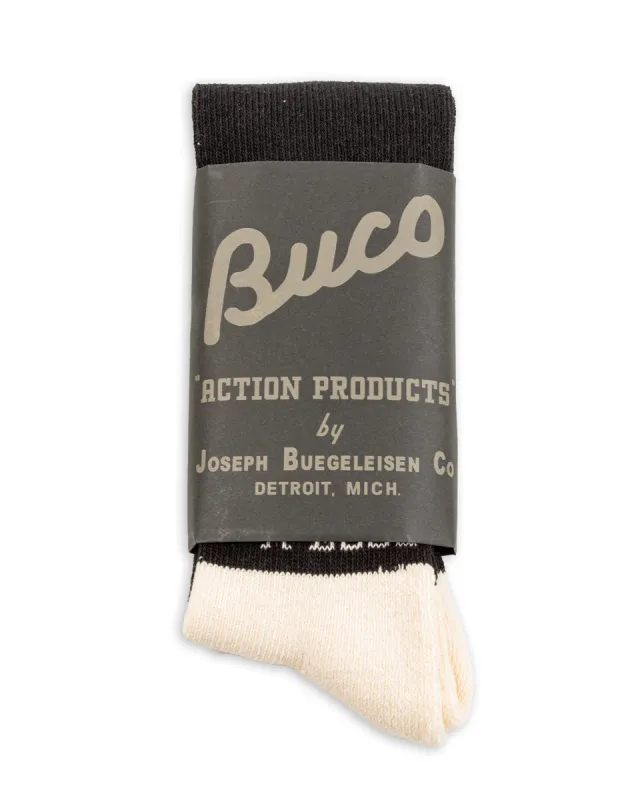 Buco Striped Action Socks - White/Black made by The Real McCoy's