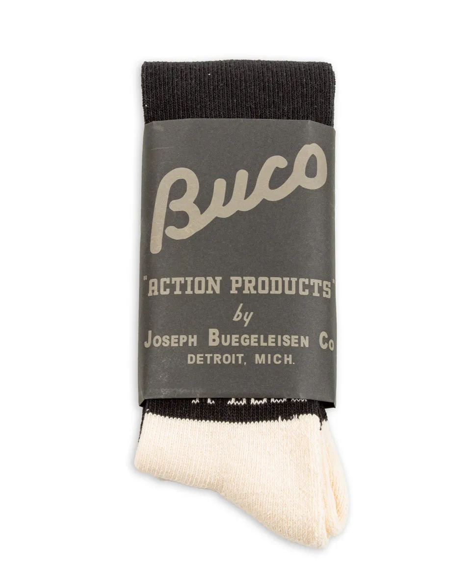 Buco Striped Action Socks - White/Black sold by Standard and Strange