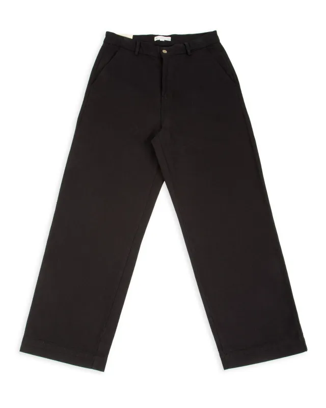 1940s Wide Leg Chino - Deep Black Cotton Twill sold by Standard and Strange