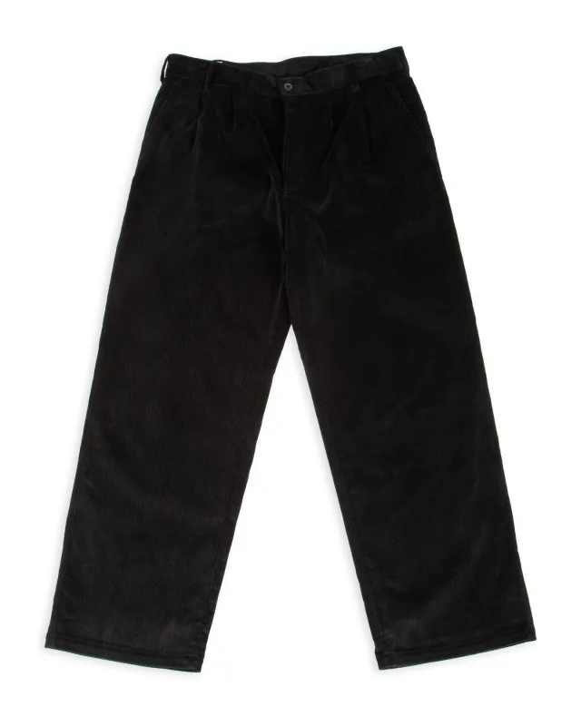 Double-Pleat Corduroy Trousers - Black sold by Standard and Strange