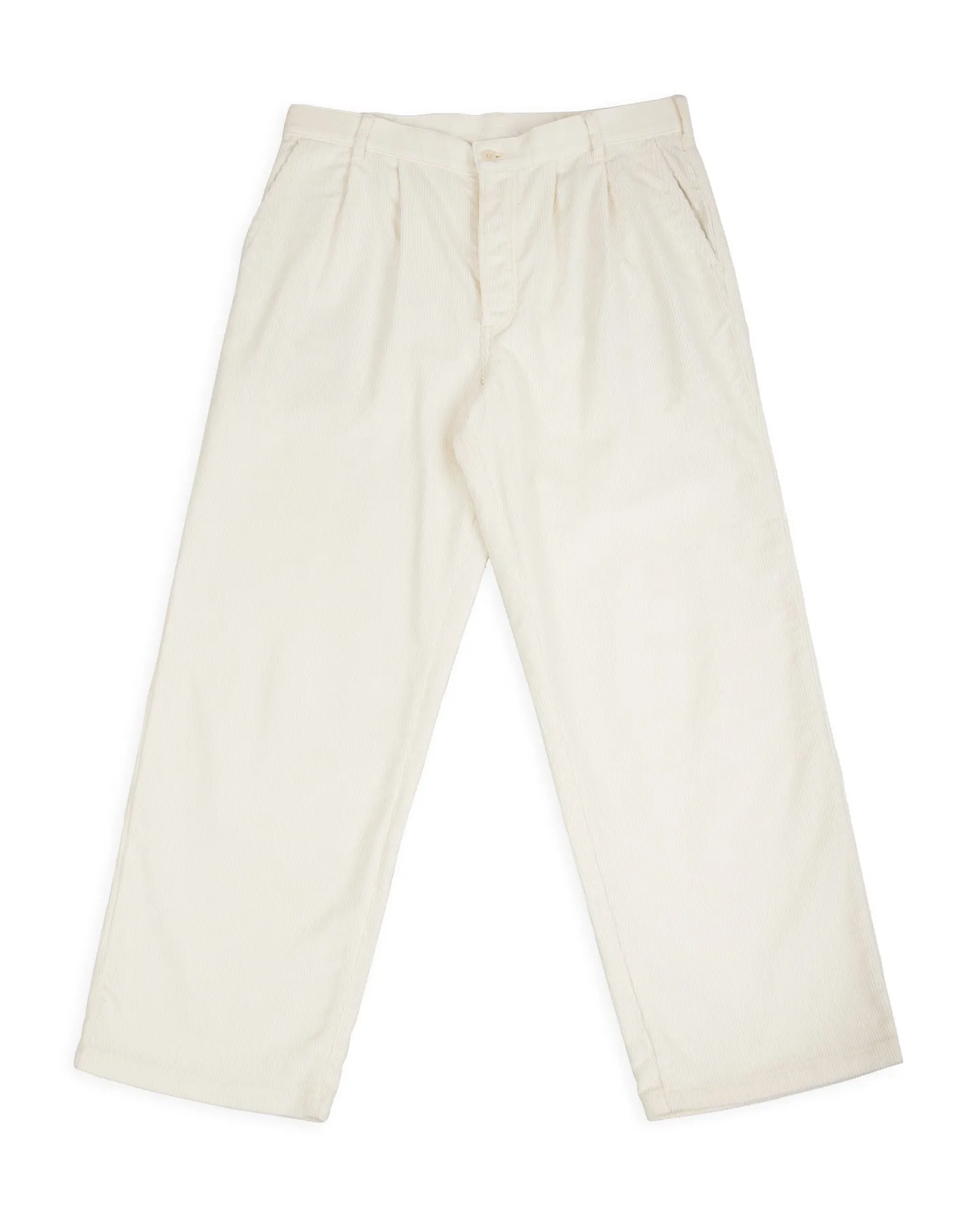 Double-Pleat Corduroy Trousers - White sold by Standard and Strange