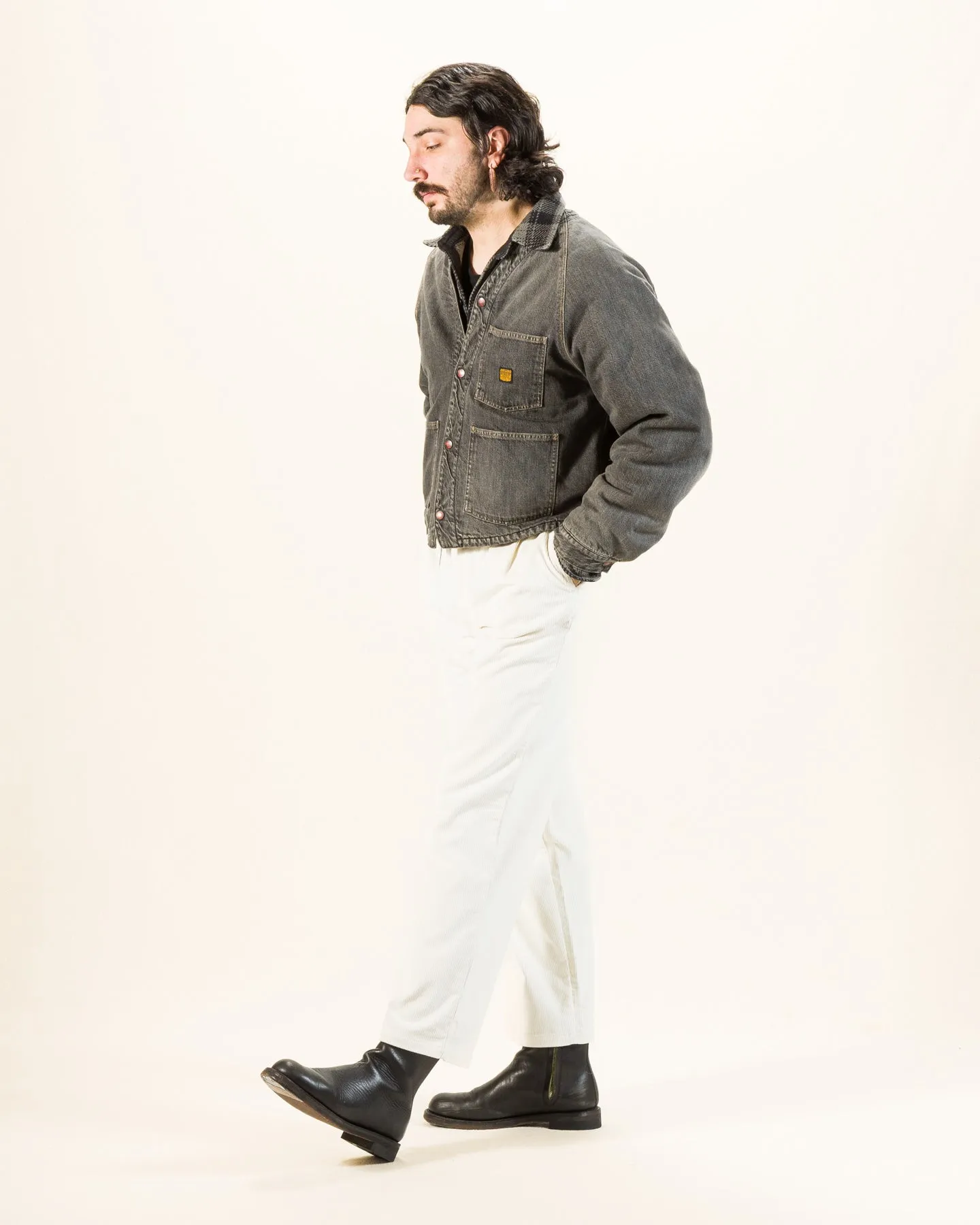 Double-Pleat Corduroy Trousers - White sold by Standard and Strange product image thumbnail 4