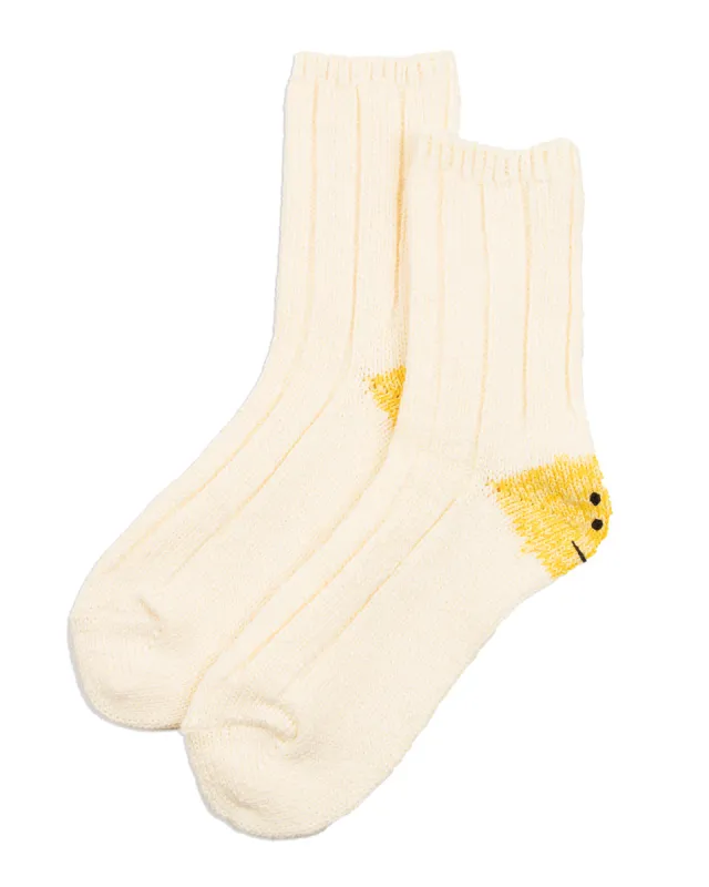 56 Yarns MA-1 RAINBOWY HAPPY HEEL Socks - White made by Kapital