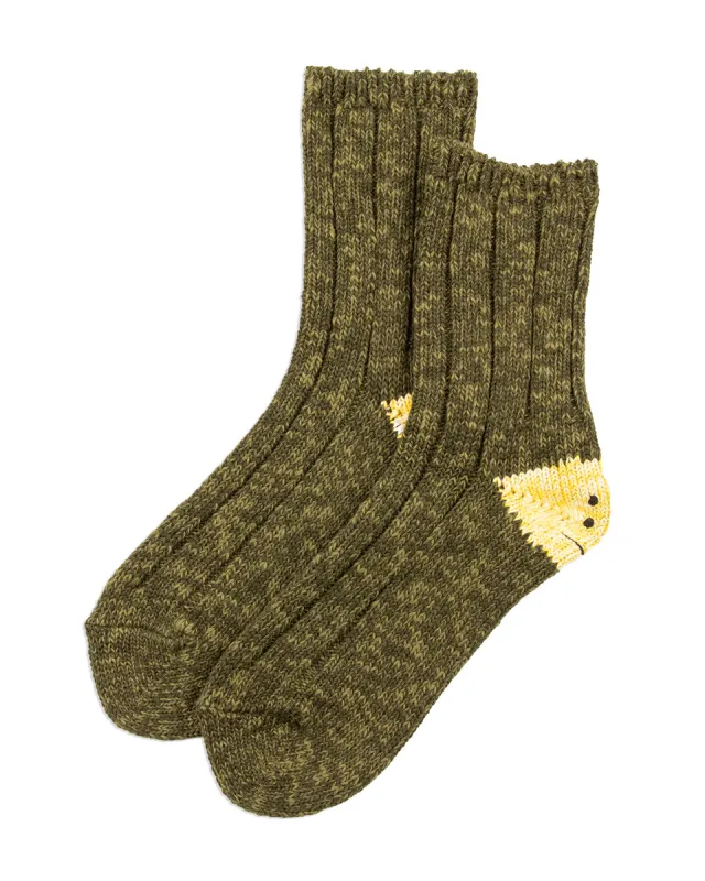 56 Yarns MA-1 RAINBOWY HAPPY HEEL Socks - Khaki made by Kapital