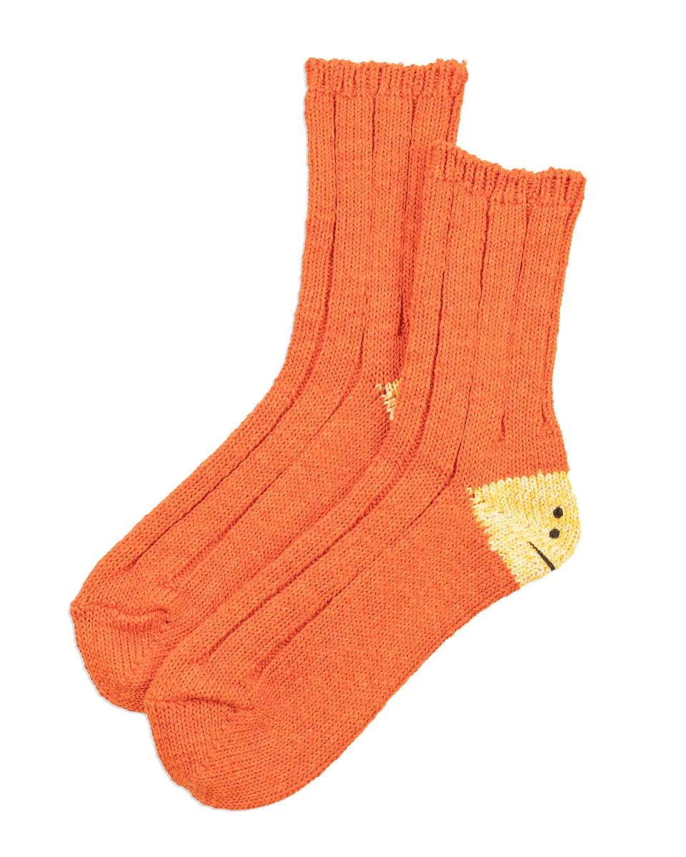 56 Yarns MA-1 RAINBOWY HAPPY HEEL Socks - Orange sold by Standard and Strange
