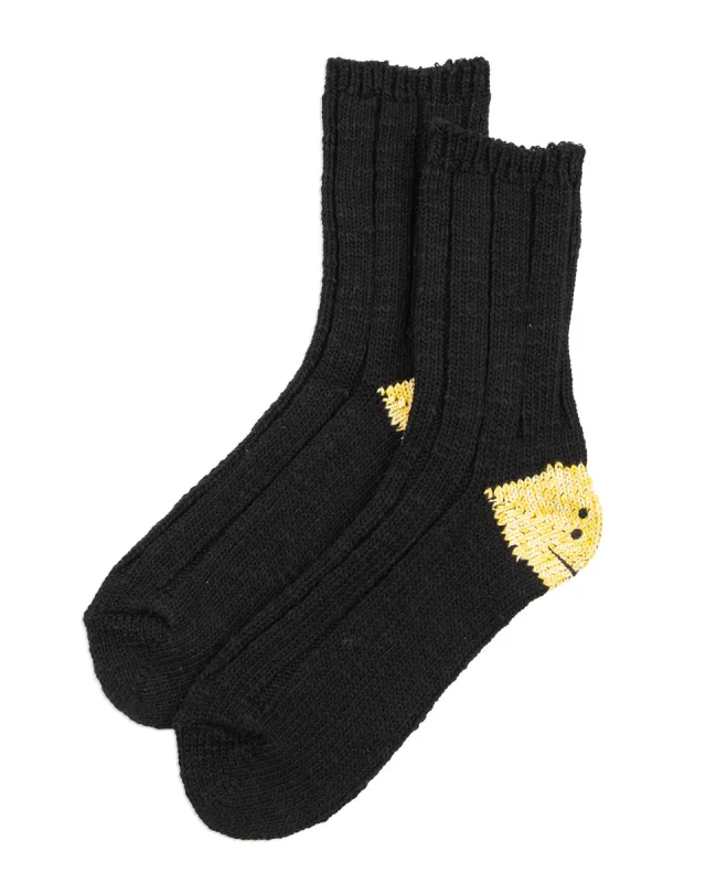 56 Yarns MA-1 RAINBOWY HAPPY HEEL Socks - Black made by Kapital