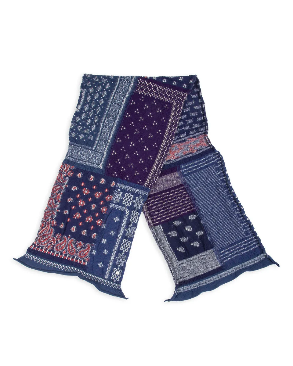 Fulling Wool HAPPY Scarf Bandnanna Patchwork - Navy sold by Standard and Strange