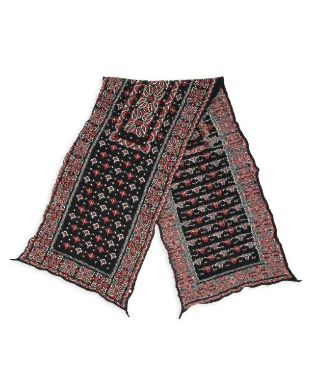 Fulling Wool HAPPY Scarf Colorful BIG-MAMA BANDANA - Black made by Kapital