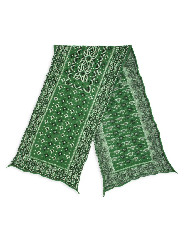 Fulling Wool HAPPY Scarf Colorful BIG-MAMA BANDANA - Green made by Kapital
