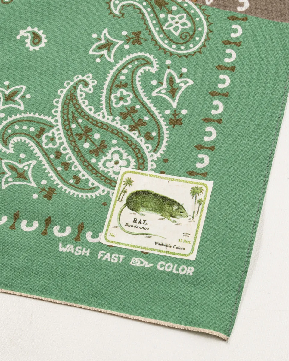 Fastcolor Selvedge Bandanna (PaisleyPatchwork) - KHAKIxSAX sold by Standard and Strange product image thumbnail 3