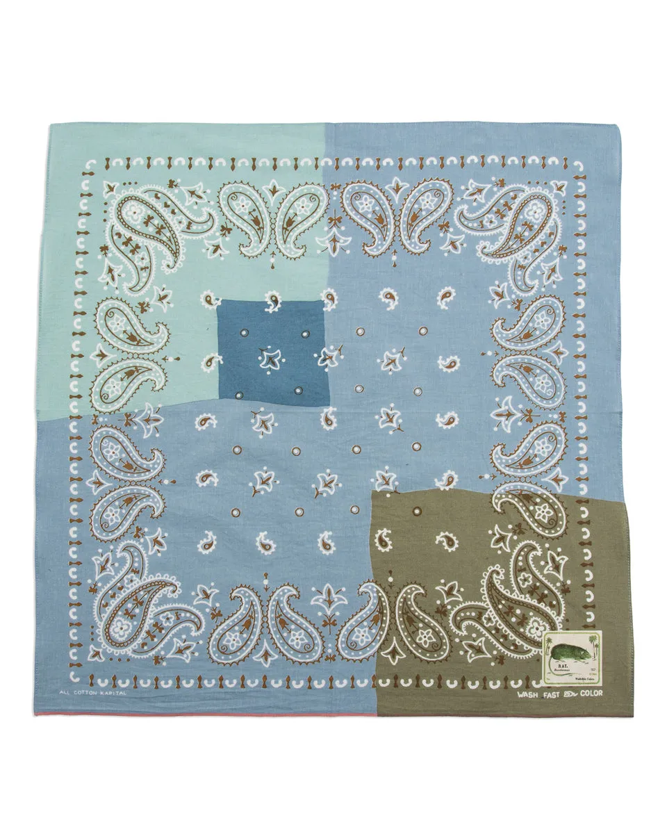 Fastcolor Selvedge Bandanna (PaisleyPatchwork) - Sax sold by Standard and Strange