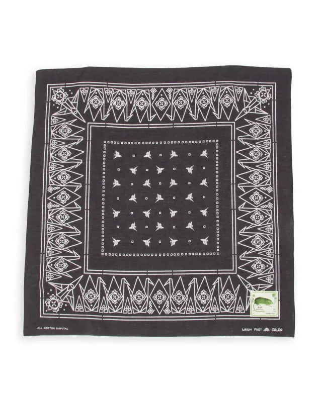 Fastcolor Selvedge Bandanna (ORIGAMI) - Black made by Kapital
