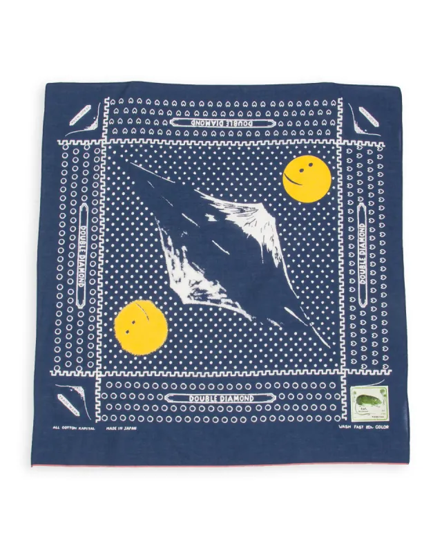 Fastcolor Selvedge Bandanna (Mirrored Fuji PROFILE RAINBOWY) - Navy made by Kapital