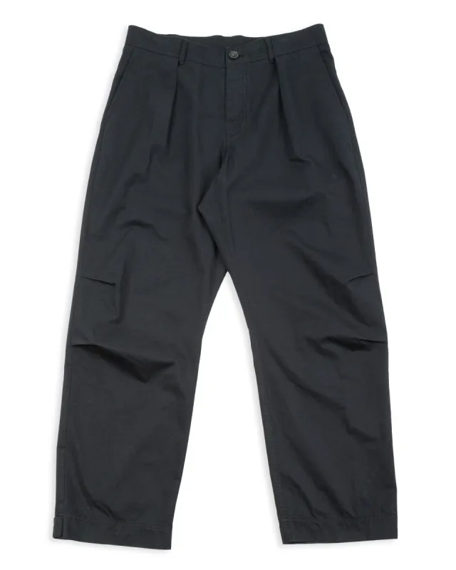 Karlo Wide Pleated Trouser - Black Drill made by Standard and Strange