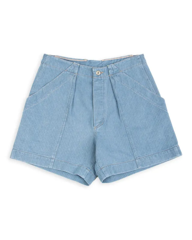 Denim Shorts - Light Indigo Herringbone Denim made by Standard and Strange