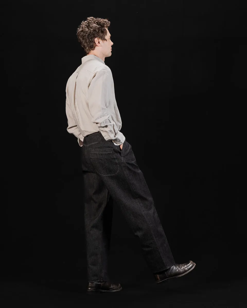 Pleat Denim Trousers - Black Herringbone Denim sold by Standard and Strange product image thumbnail 5