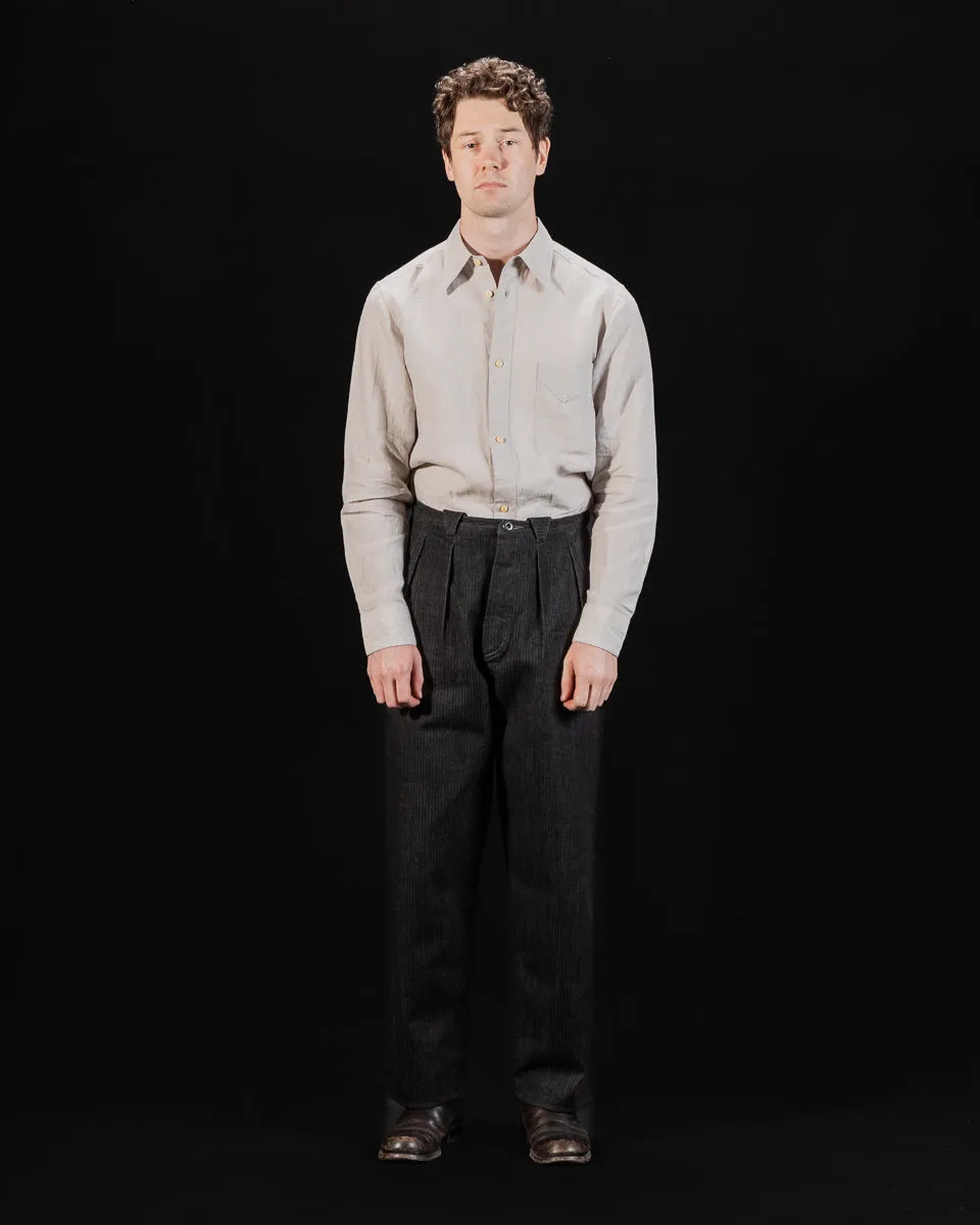 Pleat Denim Trousers - Black Herringbone Denim sold by Standard and Strange product image thumbnail 3