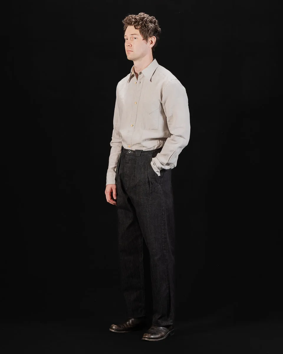 Pleat Denim Trousers - Black Herringbone Denim sold by Standard and Strange product image thumbnail 4