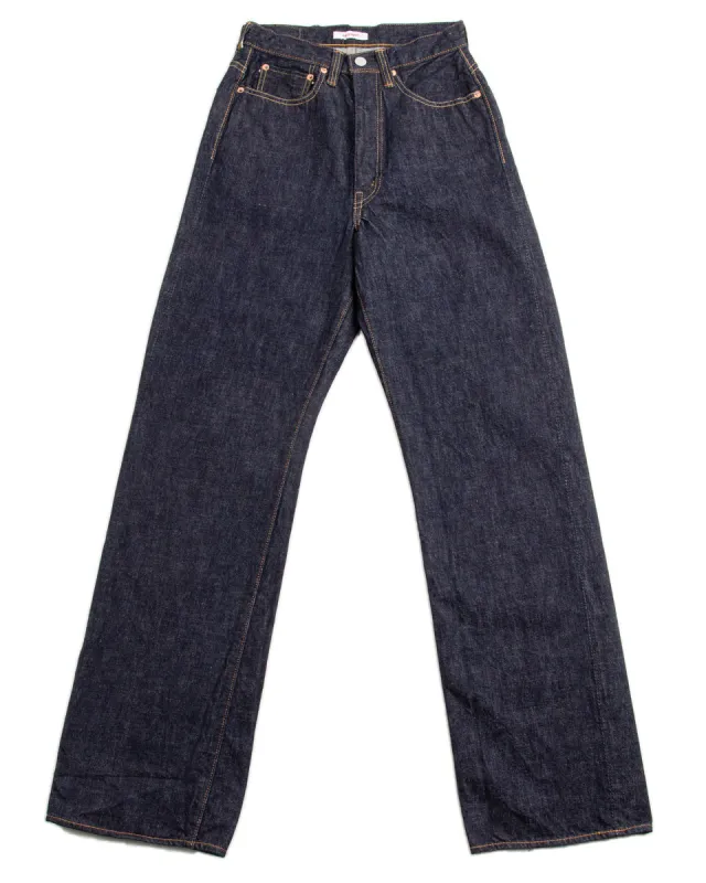 0107-21 - Womens' Wide Straight "Monroe" - One Wash Denim made by Full Count