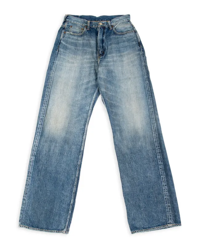 0107SSHW - Womens' Wide Straight "Monroe" - Heavyweight Indigo Blue made by Full Count