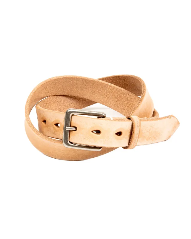 Wild Leather Narrow Belt - Natural made by Full Count