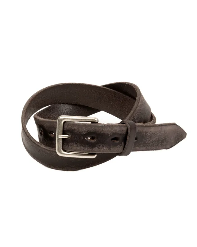 Wild Leather Narrow Belt - Black made by Full Count
