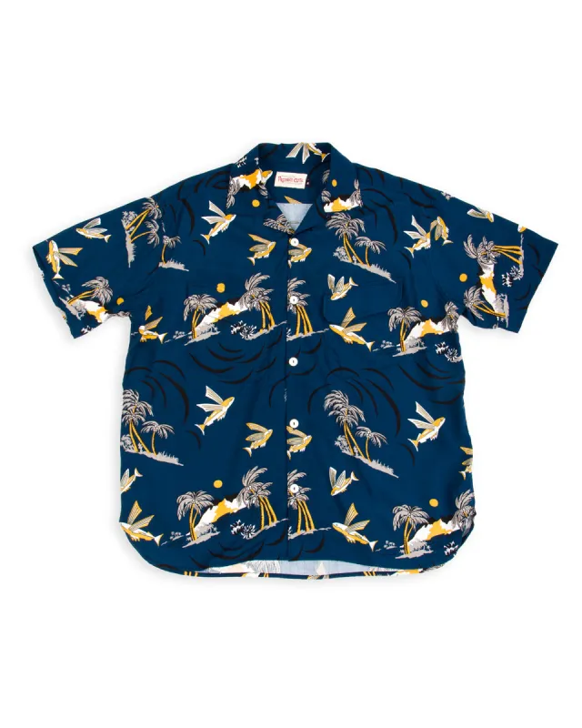 Dean Double Pocket - Navy Flying Fish made by Freenote Cloth