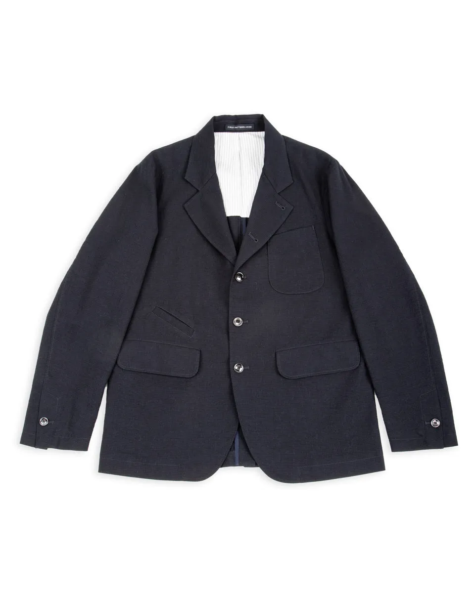Horloger Blazer - Dark Blue Pinpoint Cotton/Linen sold by Standard and Strange