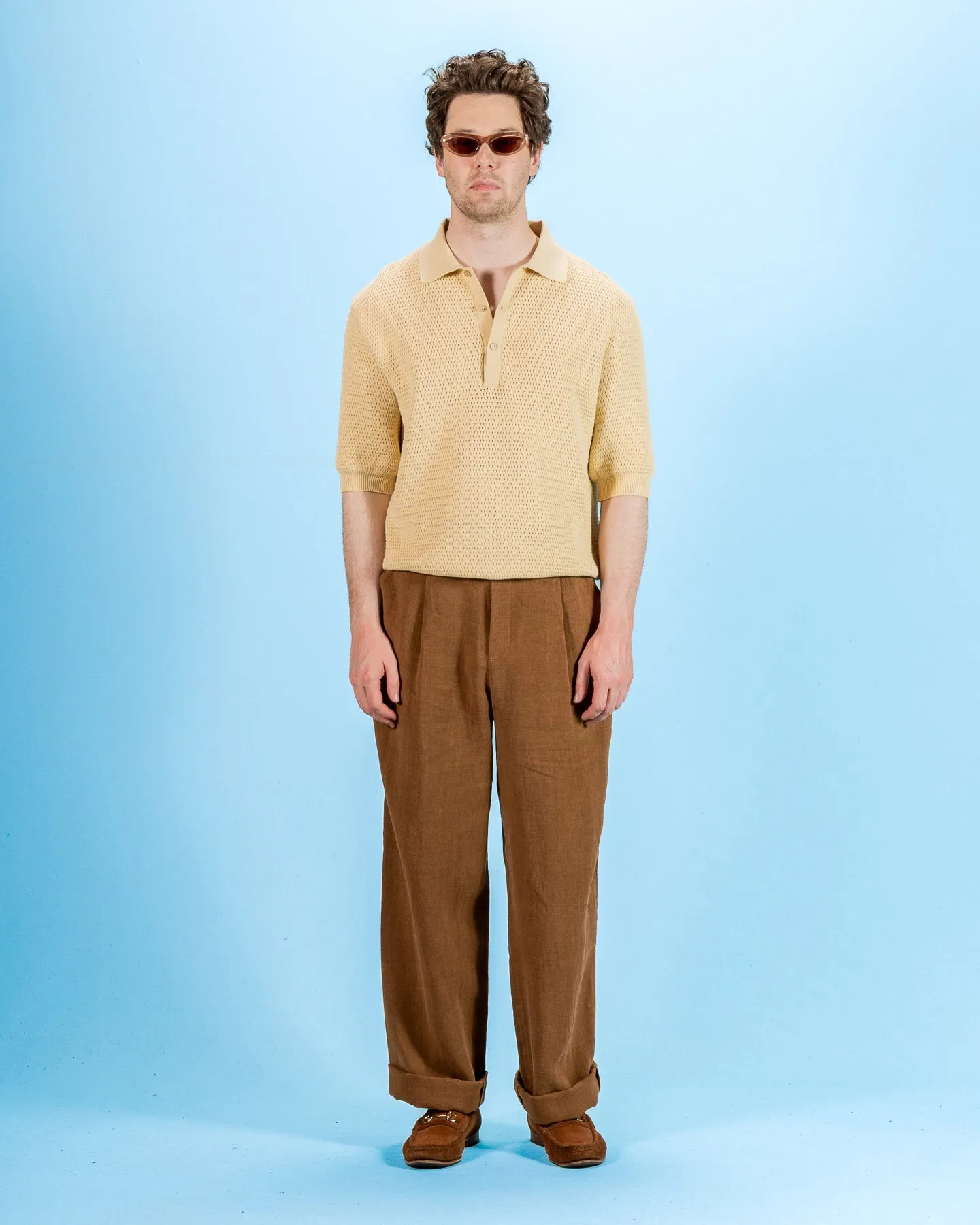 Honeycomb Knitted Polo - Butter Yellow sold by Standard and Strange product image thumbnail 3