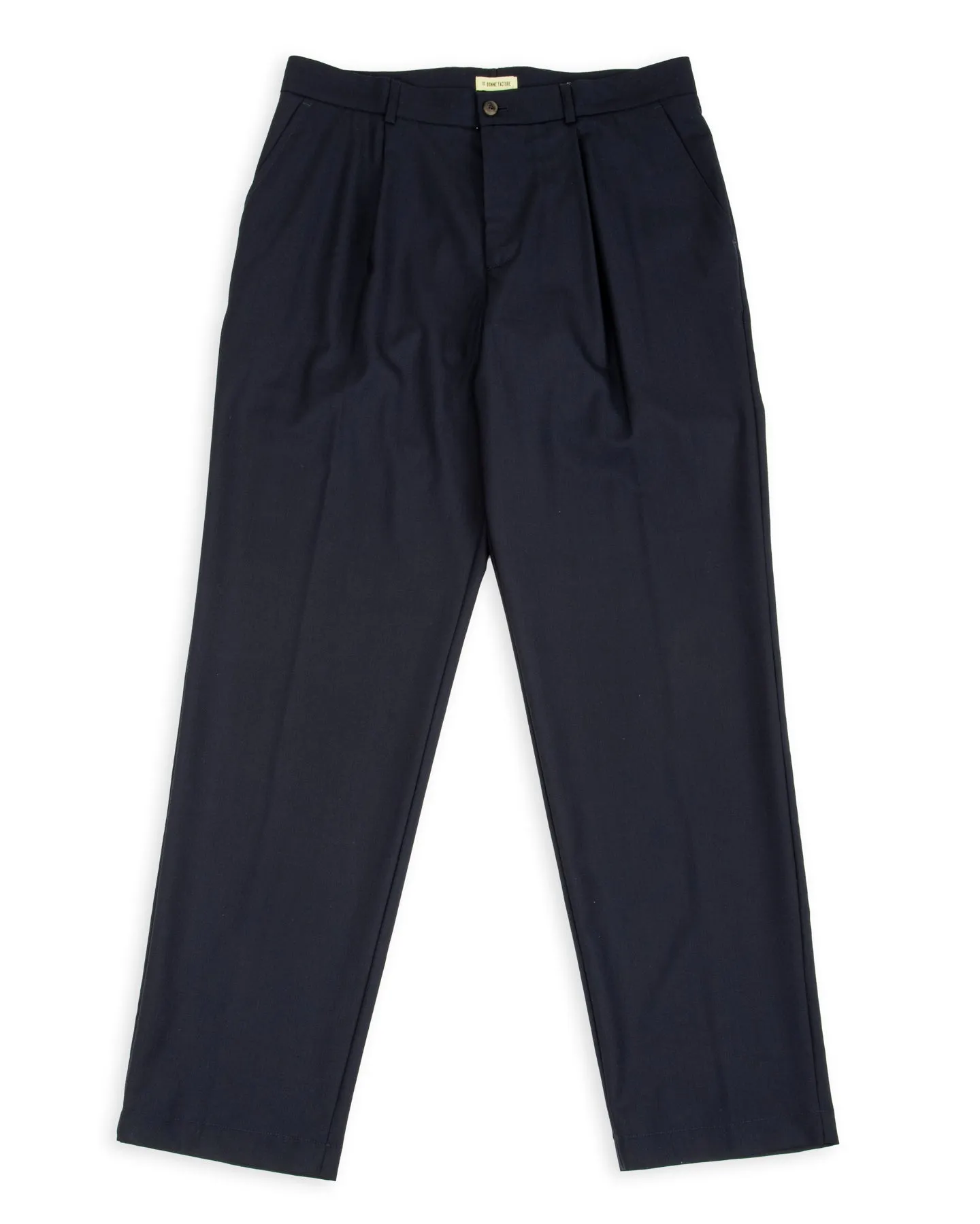 One Pleat Trousers - Navy Wool sold by Standard and Strange