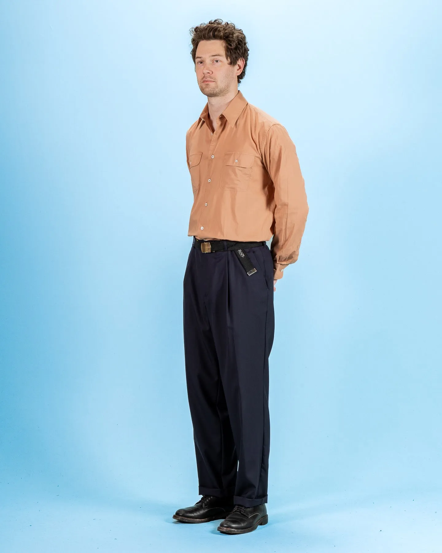 One Pleat Trousers - Navy Wool sold by Standard and Strange product image thumbnail 3