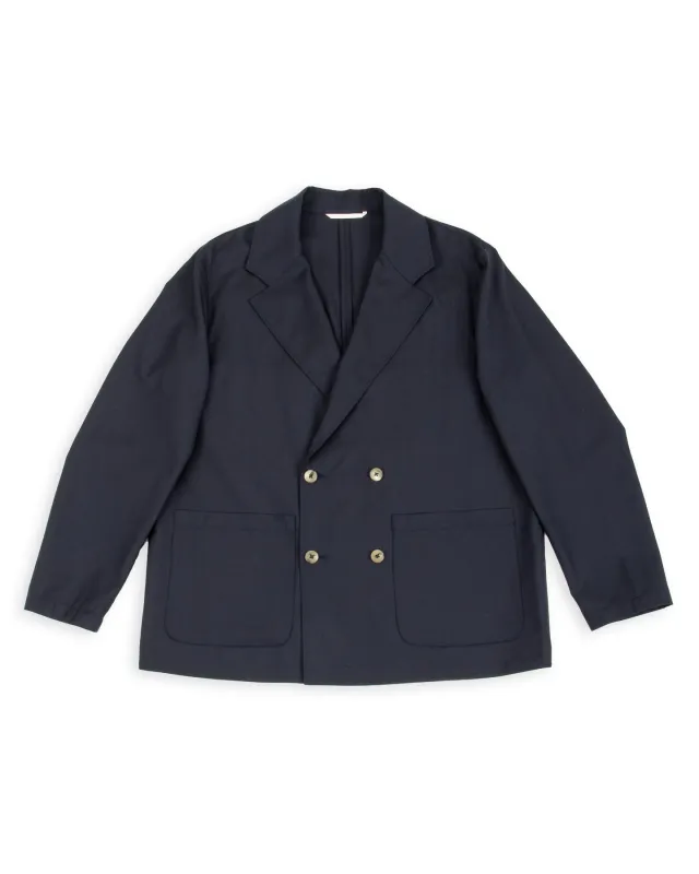 Double Breasted Jacket - Navy Wool made by De Bonne Facture