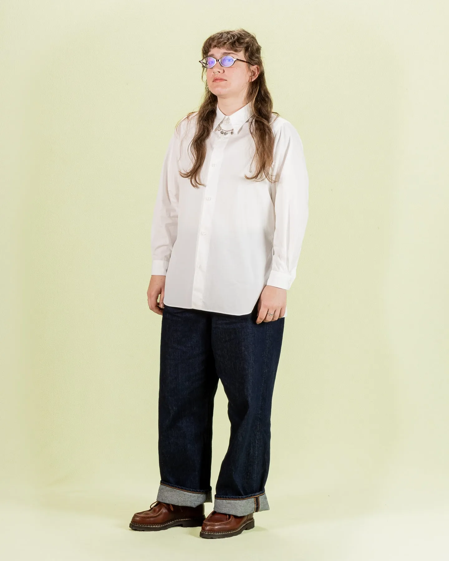 Sally Side Slit Shirt - White Heavy Poplin 38/OS sold by Standard and Strange product image thumbnail 4