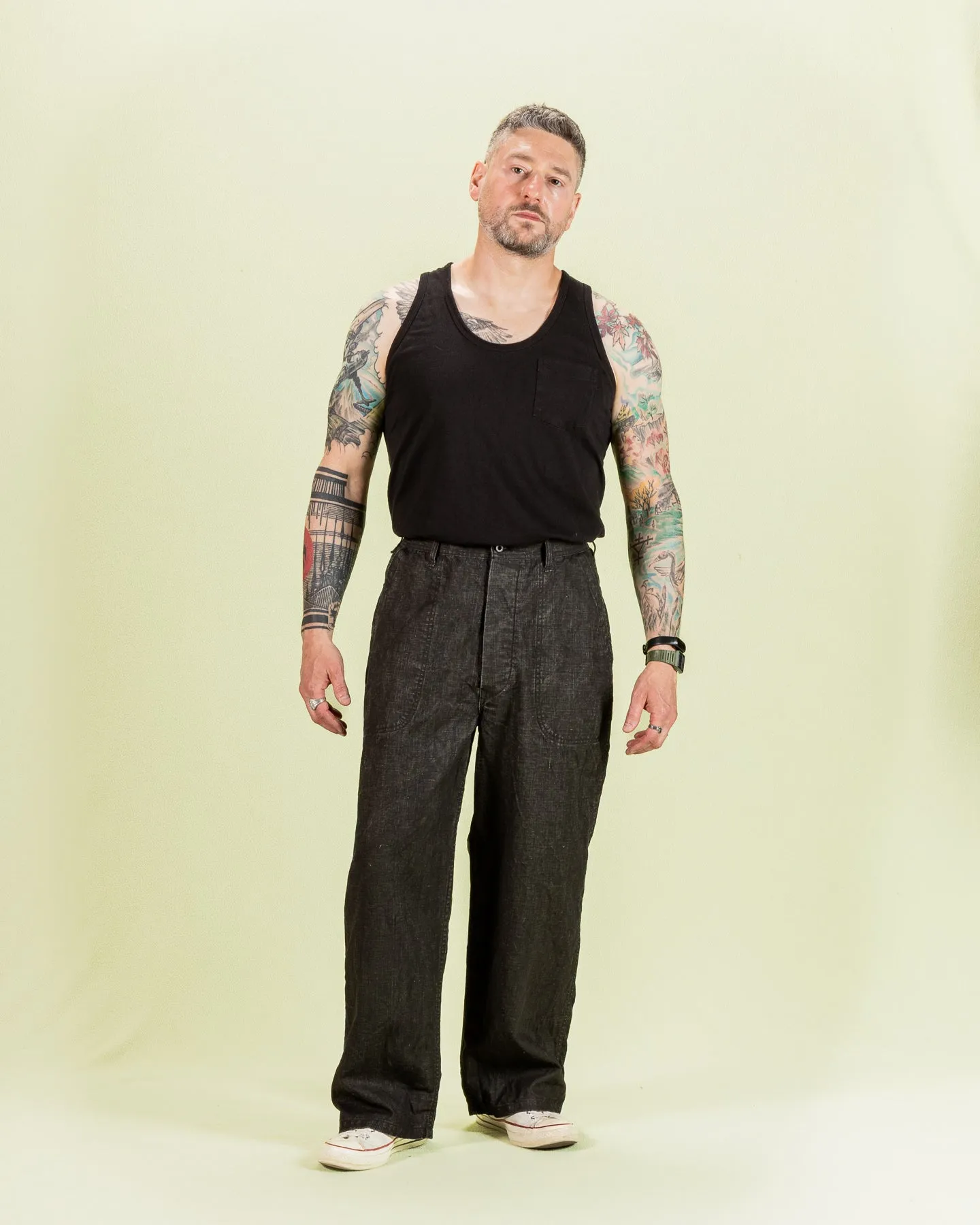 WWII 40's U.S. Navy Utility Trousers - Sumi Coated Linen sold by Standard and Strange product image thumbnail 3