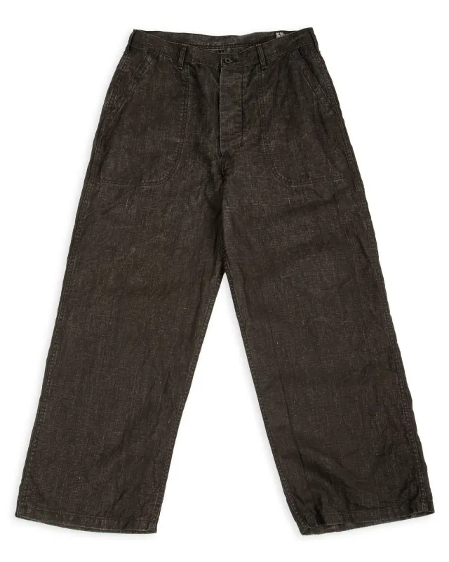 WWII 40's U.S. Navy Utility Trousers - Sumi Coated Linen made by orSlow