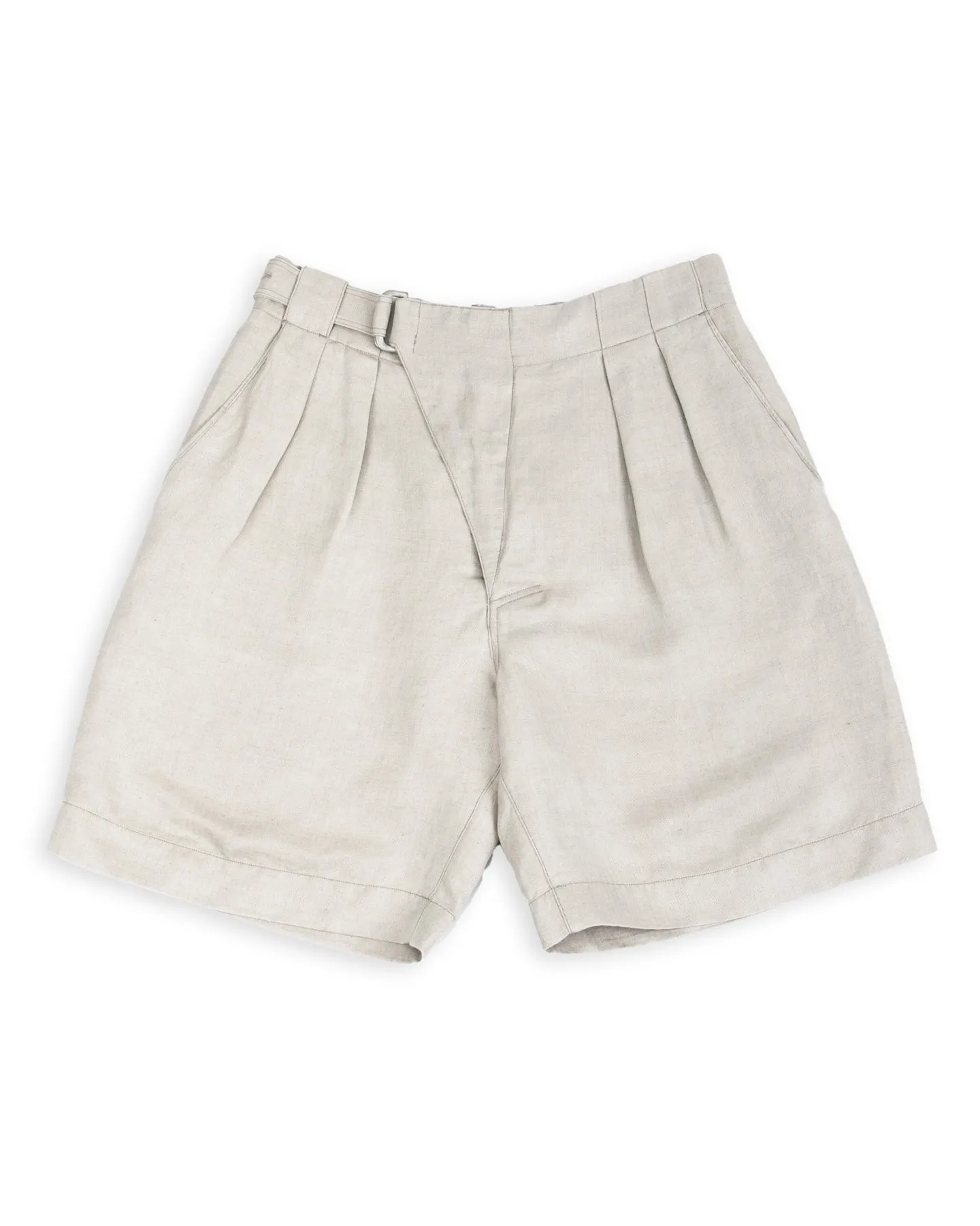 Oblique Shorts - Natural Silk Linen Fine HBT sold by Standard and Strange
