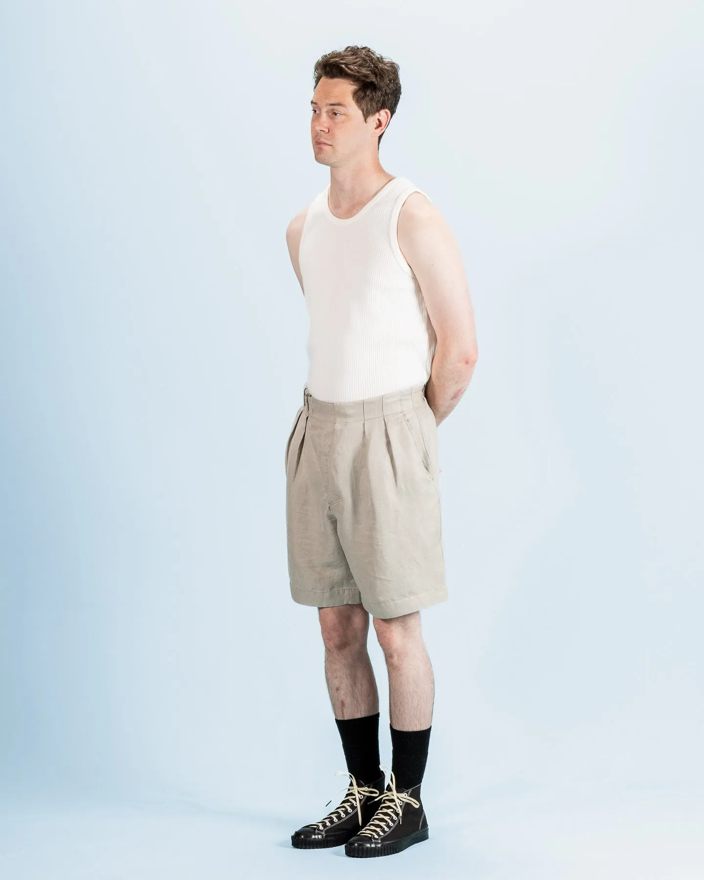 Oblique Shorts - Natural Silk Linen Fine HBT sold by Standard and Strange product image thumbnail 4