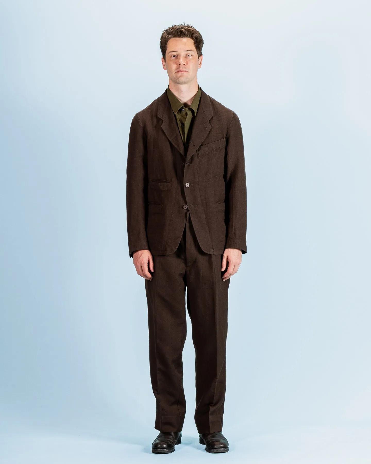 Continental Sack Jacket - Espresso Wool Linen Crepe sold by Standard and Strange product image thumbnail 3