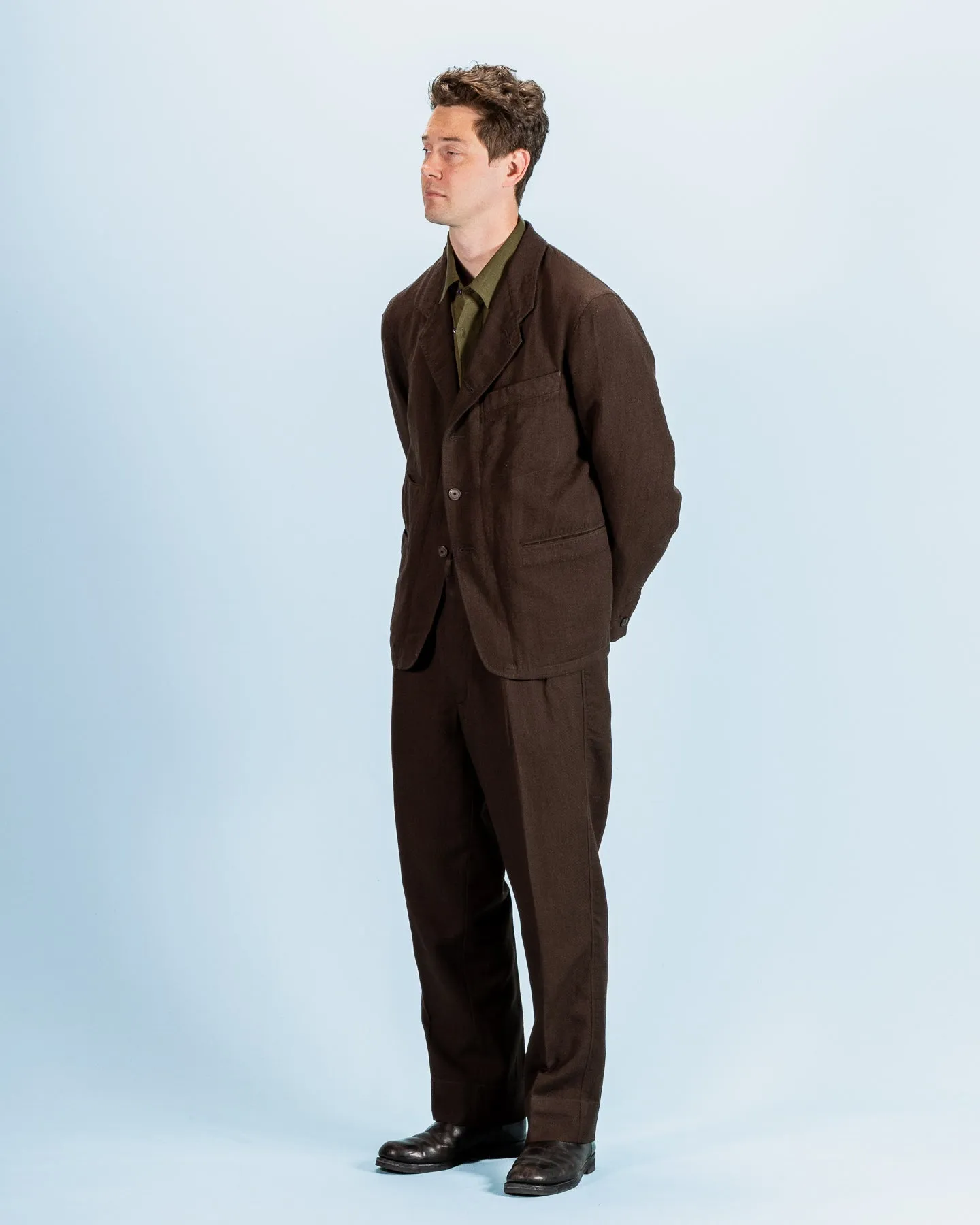 Continental Sack Jacket - Espresso Wool Linen Crepe sold by Standard and Strange product image thumbnail 4