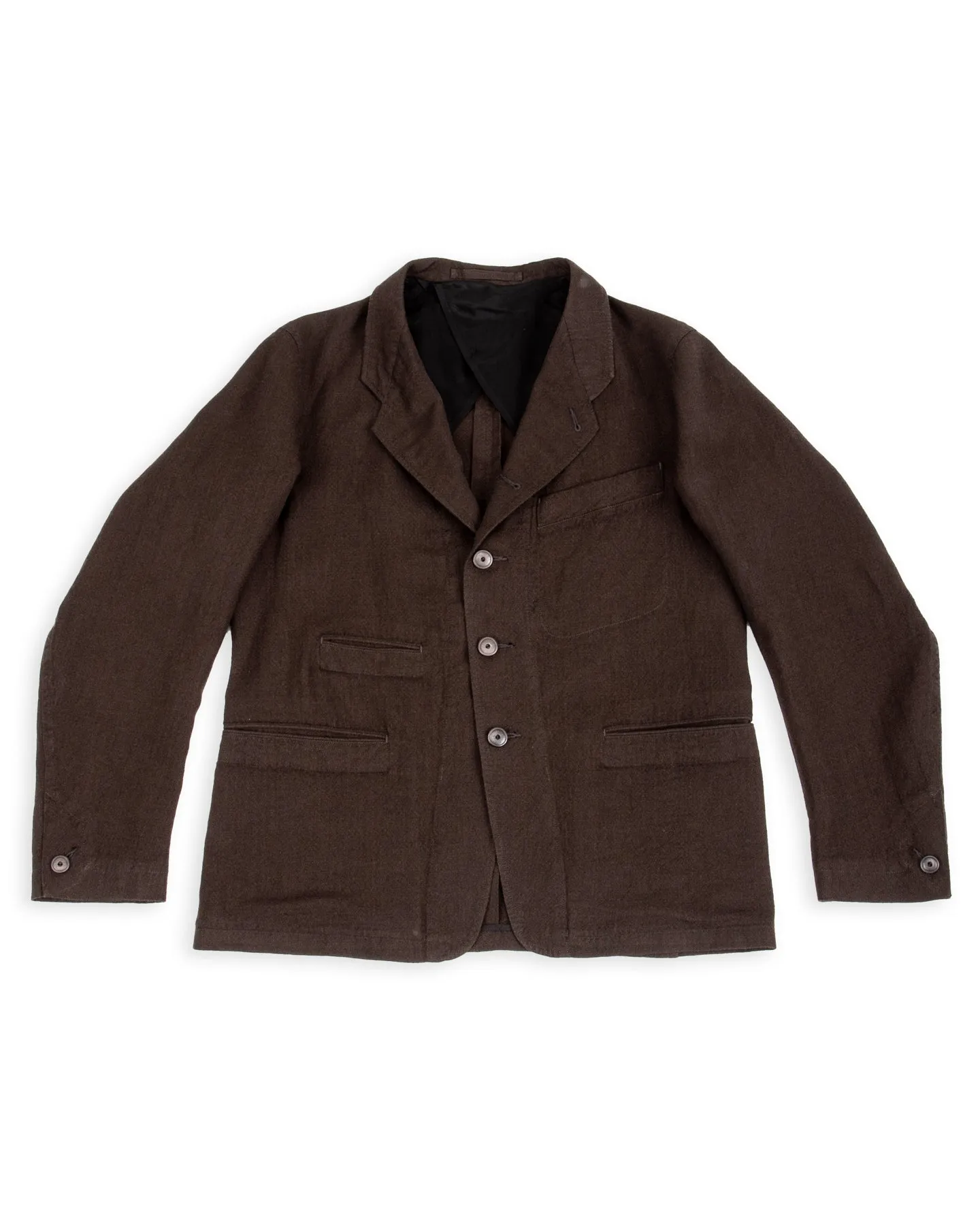 Continental Sack Jacket - Espresso Wool Linen Crepe sold by Standard and Strange