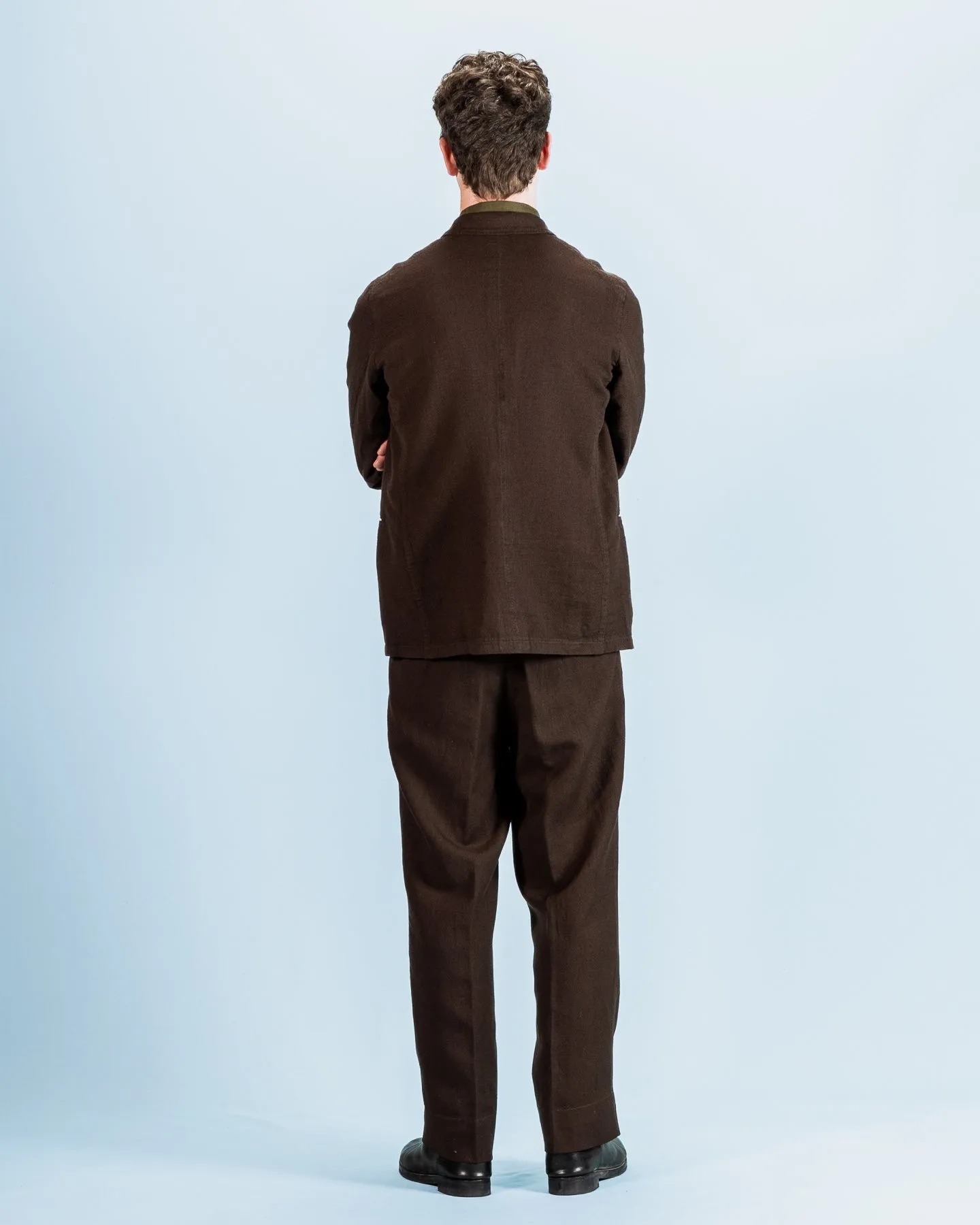 Continental Sack Jacket - Espresso Wool Linen Crepe sold by Standard and Strange product image thumbnail 5