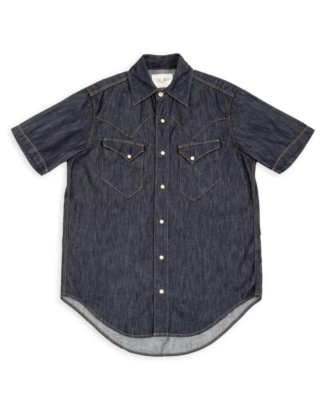 North Fork S/S Shirt - 6oz Rinsed Denim made by Freenote Cloth