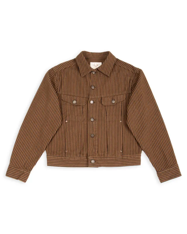 High Low Jacket - Brown Herringbone Dobby made by Freenote Cloth