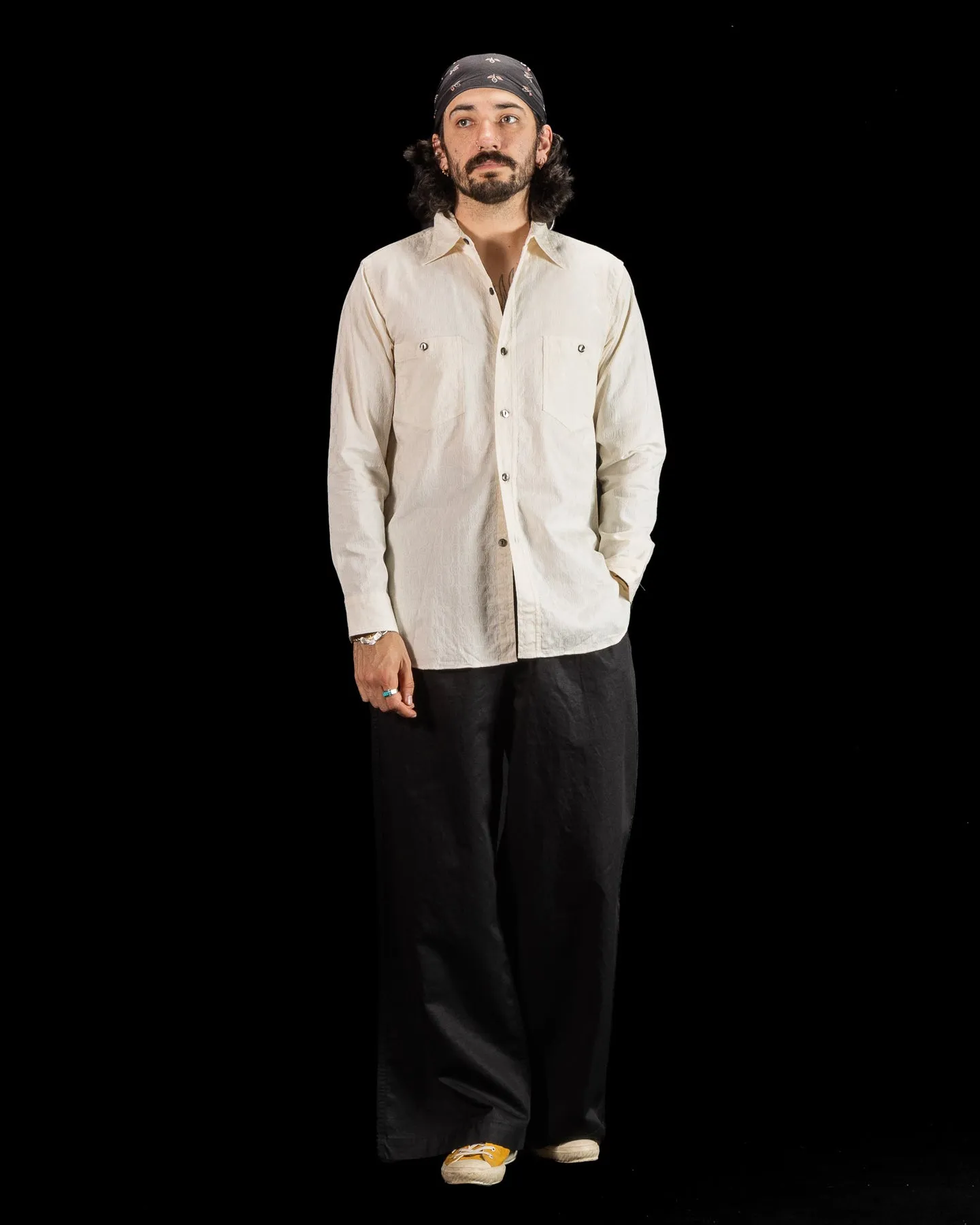 Fine Pattern Jacquard Open Pocket Work Shirt - Salt White sold by Standard and Strange product image thumbnail 3