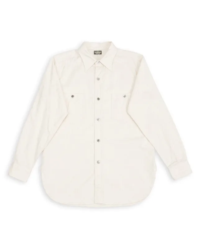 Fine Pattern Jacquard Open Pocket Work Shirt - Salt White made by Black Sign