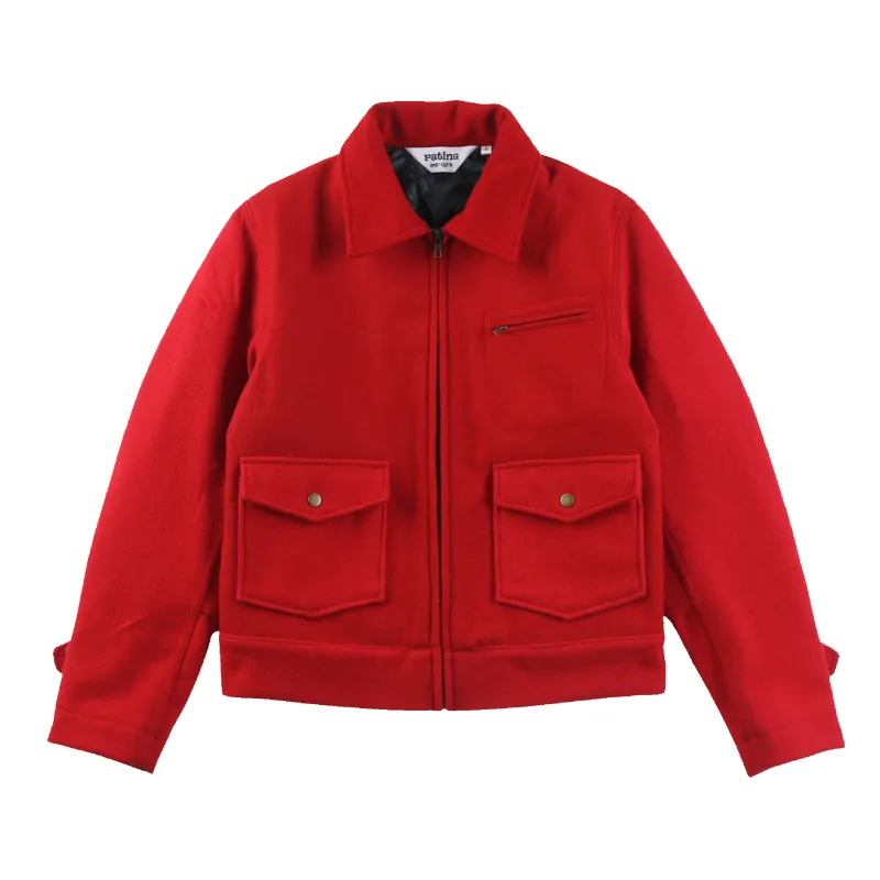 Wool Crew Jacket - Red sold by Patina