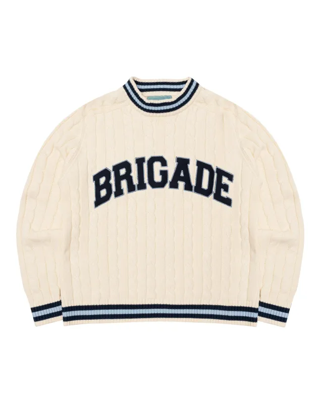 Varsity Cable Knit Sweater sold by Brigade USA