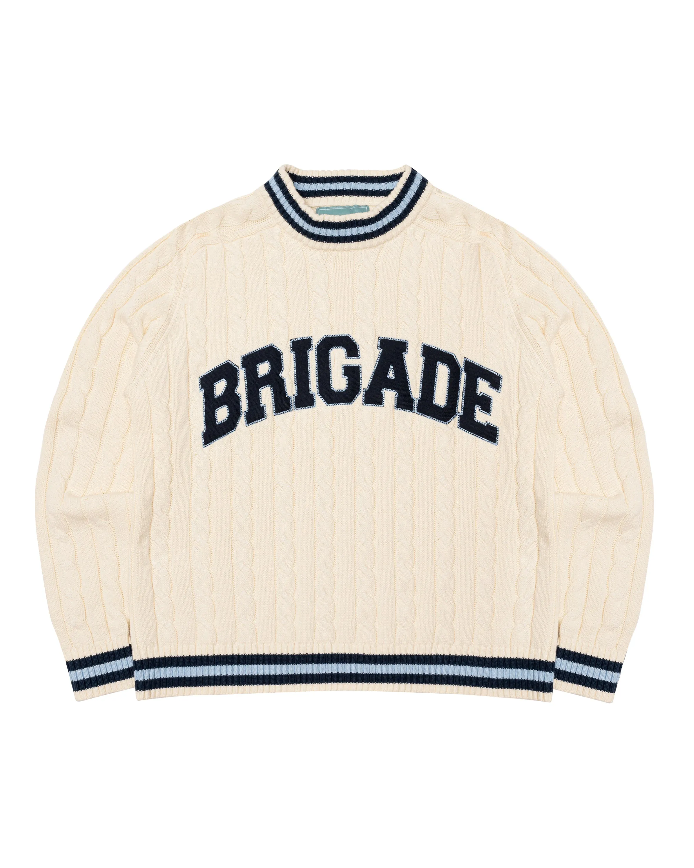 Varsity Cable Knit Sweater sold by Brigade USA