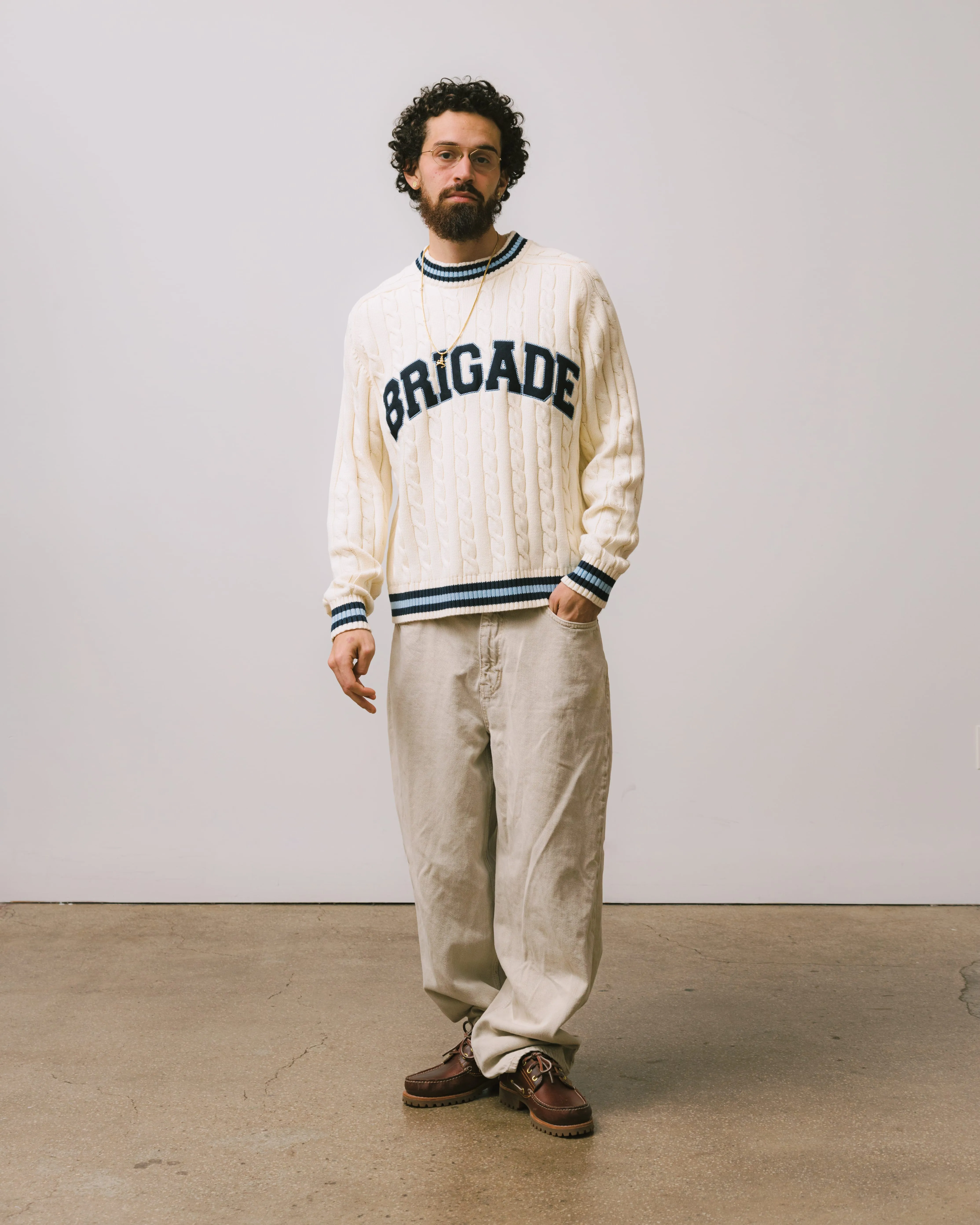 Varsity Cable Knit Sweater sold by Brigade USA product image thumbnail 5