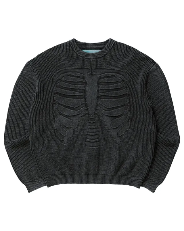 Acid Wash Bones 3D Knit Sweater sold by Brigade USA